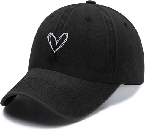Pairxily Vintage Heart Embroidered Baseball Cap Distressed Adjustable Hat for Women Low Profile Dad Hats Unisex Cotton Cap in Kuwait