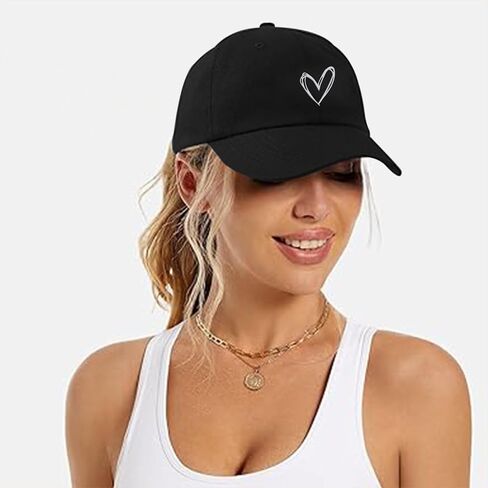 Pairxily Vintage Heart Embroidered Baseball Cap Distressed Adjustable Hat for Women Low Profile Dad Hats Unisex Cotton Cap in Kuwait
