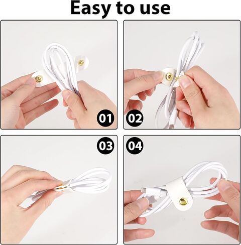 6pcs Leather Cord Organizer Reusable Cable Straps PU Leather Cable Organizer Phone Cord Ties Charging Cord Power Cord Headphone Travel Organizer USB Holder Multipurpose Cord Holder Snap Closure in Saudi Arabia