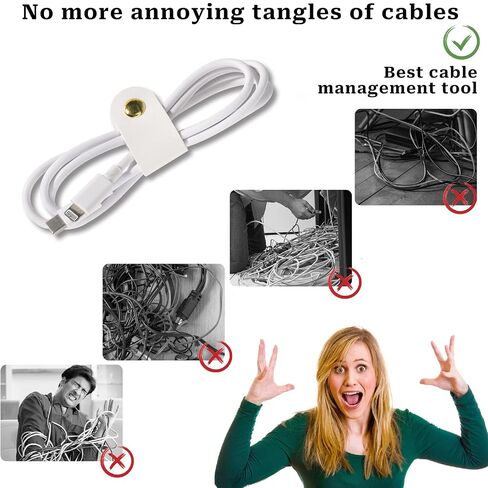 6pcs Leather Cord Organizer Reusable Cable Straps PU Leather Cable Organizer Phone Cord Ties Charging Cord Power Cord Headphone Travel Organizer USB Holder Multipurpose Cord Holder Snap Closure in Saudi Arabia