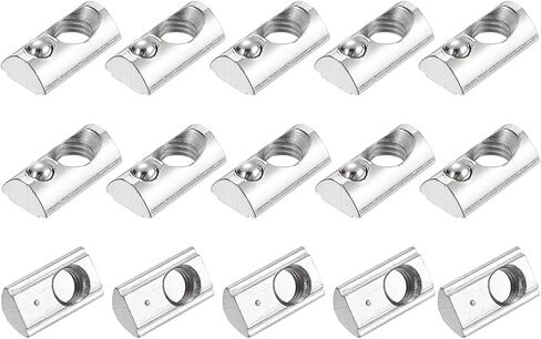 uxcell 12Pcs M8 T Spring Nut Fastener Carbon Steel Nickel Plated Half Round Roll in Spring T Slot Nut for T-Slot Aluminum Profile 3D Printer, CNC Router 4040 Series in Saudi Arabia
