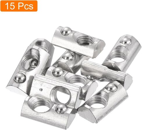 uxcell 12Pcs M8 T Spring Nut Fastener Carbon Steel Nickel Plated Half Round Roll in Spring T Slot Nut for T-Slot Aluminum Profile 3D Printer, CNC Router 4040 Series in Saudi Arabia