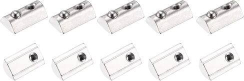 uxcell 12Pcs M8 T Spring Nut Fastener Carbon Steel Nickel Plated Half Round Roll in Spring T Slot Nut for T-Slot Aluminum Profile 3D Printer, CNC Router 4040 Series in Saudi Arabia