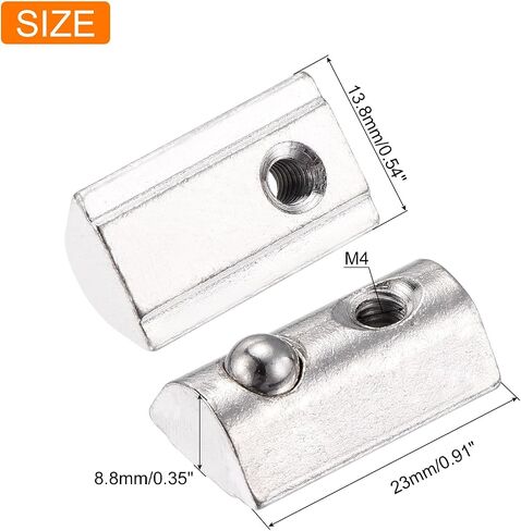 uxcell 12Pcs M8 T Spring Nut Fastener Carbon Steel Nickel Plated Half Round Roll in Spring T Slot Nut for T-Slot Aluminum Profile 3D Printer, CNC Router 4040 Series in Saudi Arabia