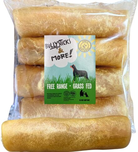 BULLYSTICKS & MORE 6 Inch Beef Collagen Rolls for Dogs (Regular Size - 12 Count) - Beef Cheek Bones for Dogs - Dog Parents Choice - Premium No Hide Beef Cheek Rolls - Thick Retriever Rolls for Dogs in Saudi Arabia