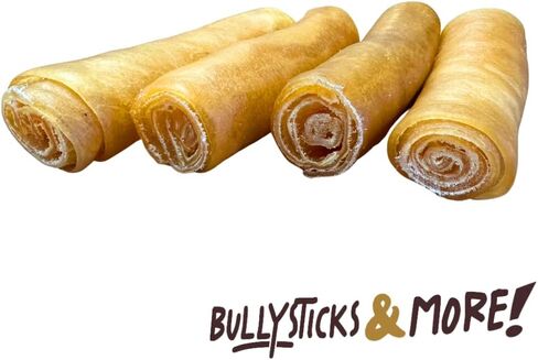 BULLYSTICKS & MORE 6 Inch Beef Collagen Rolls for Dogs (Regular Size - 12 Count) - Beef Cheek Bones for Dogs - Dog Parents Choice - Premium No Hide Beef Cheek Rolls - Thick Retriever Rolls for Dogs in Saudi Arabia
