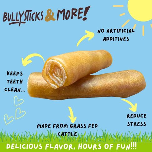 BULLYSTICKS & MORE 6 Inch Beef Collagen Rolls for Dogs (Regular Size - 12 Count) - Beef Cheek Bones for Dogs - Dog Parents Choice - Premium No Hide Beef Cheek Rolls - Thick Retriever Rolls for Dogs in Saudi Arabia