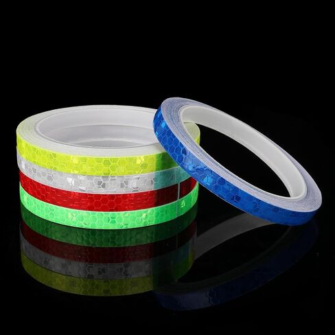 Mozeat Lens Safety Reflective Warning Stickers, 5 Rolls Reflective Tape Waterproof Bicycle Reflectors Motorcycle Rim Tape Reflective Sticker for Bike, Bicycle, Helmet, Motorcycle Decoration in Saudi Arabia