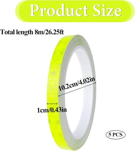 Mozeat Lens Safety Reflective Warning Stickers, 5 Rolls Reflective Tape Waterproof Bicycle Reflectors Motorcycle Rim Tape Reflective Sticker for Bike, Bicycle, Helmet, Motorcycle Decoration in Saudi Arabia