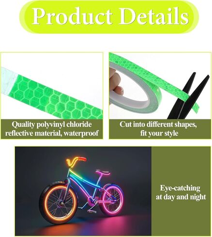 Mozeat Lens Safety Reflective Warning Stickers, 5 Rolls Reflective Tape Waterproof Bicycle Reflectors Motorcycle Rim Tape Reflective Sticker for Bike, Bicycle, Helmet, Motorcycle Decoration in Saudi Arabia