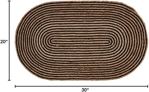 Natural Jute Rug, Bohemian Area Rug, Boho Décor Indoor Outdoor Rug, Handwoven Hallway Runner Rug for Entryway (Beige & Black, 5x8) in Saudi Arabia