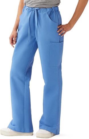Medline ComfortEase Women's Modern-Fit Cargo Scrub Pants, 4 Pockets, Ceil Blue, Size X-Small, Petite Inseam in Saudi Arabia
