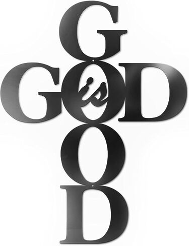 SantaFanta God is Good Metal Signs Decor، ذهبي معدني صليب God is Good Sign جدار ديكور ديني مطبخ ديكور جدار صلبان لديكور المنزل 15 بوصة × 11.5 بوصة (أسود) in Saudi Arabia
