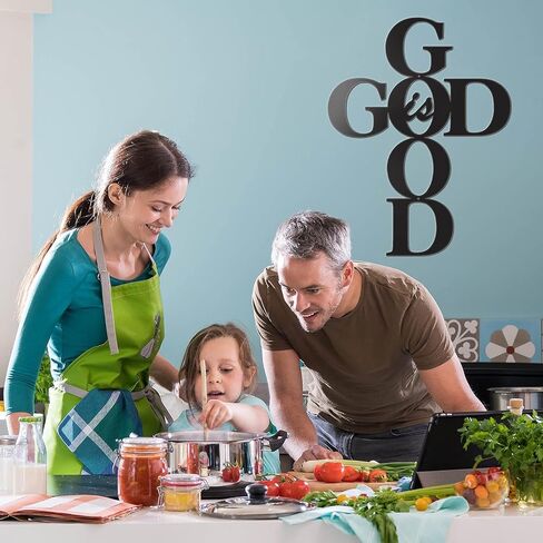 SantaFanta God is Good Metal Signs Decor، ذهبي معدني صليب God is Good Sign جدار ديكور ديني مطبخ ديكور جدار صلبان لديكور المنزل 15 بوصة × 11.5 بوصة (أسود) in Saudi Arabia