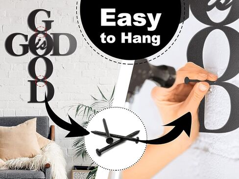 SantaFanta God is Good Metal Signs Decor، ذهبي معدني صليب God is Good Sign جدار ديكور ديني مطبخ ديكور جدار صلبان لديكور المنزل 15 بوصة × 11.5 بوصة (أسود) in Saudi Arabia