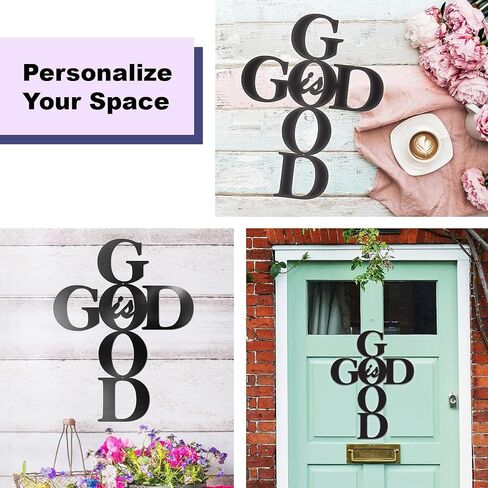 SantaFanta God is Good Metal Signs Decor، ذهبي معدني صليب God is Good Sign جدار ديكور ديني مطبخ ديكور جدار صلبان لديكور المنزل 15 بوصة × 11.5 بوصة (أسود) in Saudi Arabia
