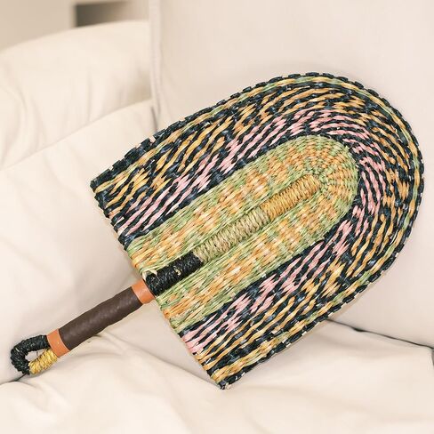 Moiyobpm Boho Wall Decor Handmade Nature Woven Braided Fan Hang Wall Sculpture Bohemian Wall Art Hanging Decor for Living Room Bedroom Home Office Minimalist Decoration(Colorful) in Saudi Arabia