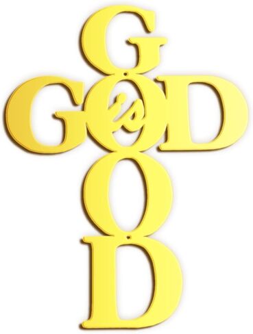 SantaFanta God is Good Metal Signs Decor، ذهبي معدني صليب God is Good Sign جدار ديكور ديني مطبخ ديكور جدار صلبان لديكور المنزل 15 بوصة × 11.5 بوصة (أسود) in Saudi Arabia