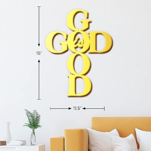 SantaFanta God is Good Metal Signs Decor، ذهبي معدني صليب God is Good Sign جدار ديكور ديني مطبخ ديكور جدار صلبان لديكور المنزل 15 بوصة × 11.5 بوصة (أسود) in Saudi Arabia