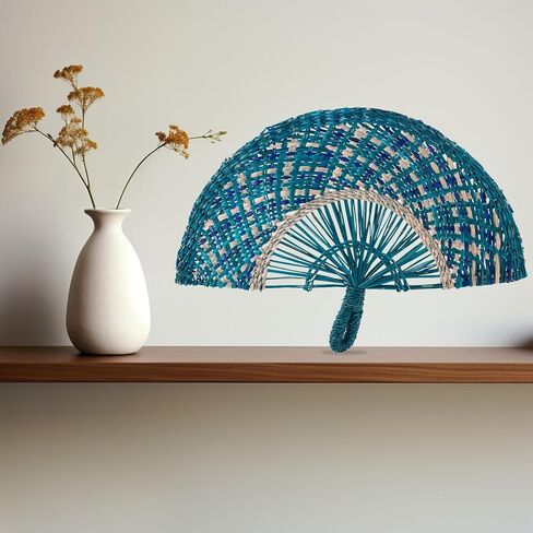 Moiyobpm Boho Wall Decor Handmade Nature Woven Braided Fan Hang Wall Sculpture Bohemian Wall Art Hanging Decor for Living Room Bedroom Home Office Minimalist Decoration(Colorful) in Saudi Arabia