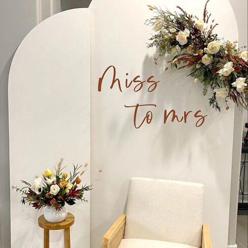 Miss to Mrs Decal -Bridal Shower Decorations Balloon Arch Decal, Photography Background Decal Bridal Shower Welcome Sign for Wedding Engagement Party (Brown Miss to Mrs) in Saudi Arabia