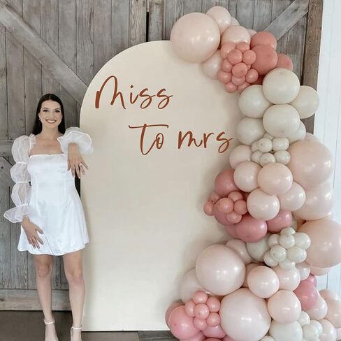 Miss to Mrs Decal -Bridal Shower Decorations Balloon Arch Decal, Photography Background Decal Bridal Shower Welcome Sign for Wedding Engagement Party (Brown Miss to Mrs) in Saudi Arabia