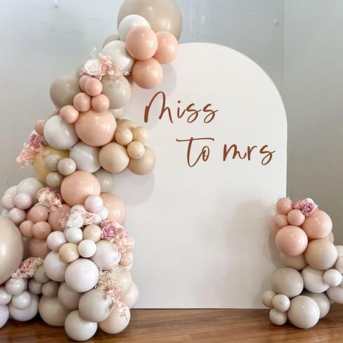 Miss to Mrs Decal -Bridal Shower Decorations Balloon Arch Decal, Photography Background Decal Bridal Shower Welcome Sign for Wedding Engagement Party (Brown Miss to Mrs) in Saudi Arabia