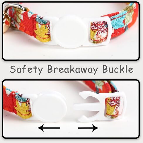 Unique style paws 2 Pack Autumn Halloween Kitten Collar Breakaway with Bell&Pendant, Adjustable Safety Coloeful Orange Brown Grid Cat Cotton Collar for Girl Boy Cat and Small Pet in Kuwait