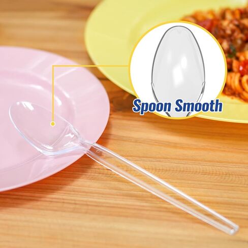 POSATE 7.1" Plastic Spoons Heavy Duty Disposable Teaspoons, Clear (100 Count) in Saudi Arabia