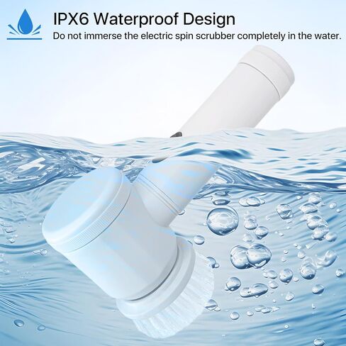 Electric Spin Scrubber，Cordless Spin Scrubber with 5 Replaceable Brush Heads for Bathtub, Floor, Sink，Wall, Tile, Toilet，Car, White, W-001 in Saudi Arabia