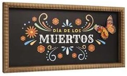 علامة Dia De Los Muertos، 15.7 × 7.9 بوصة ديكور فني جداري خشبي ليوم المذبح الميت، رف طاولة Ofrenda عباءة ديكورات داخلية للمنزل in Kuwait