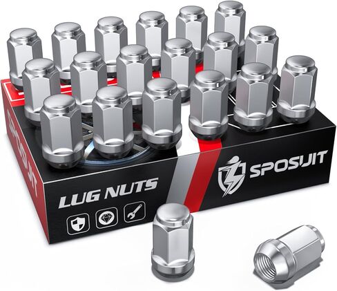 Sposuit M12x1.25 Lug Nuts - Replacement for 1994-2024 Subaru Outback, 2013-2024 Crosstrek, 1997-2024 Forester, 2019-2024 Ascent, 1992-2024 Impreza - Closed End Chrome Lug Nut(20 Pcs) in Kuwait