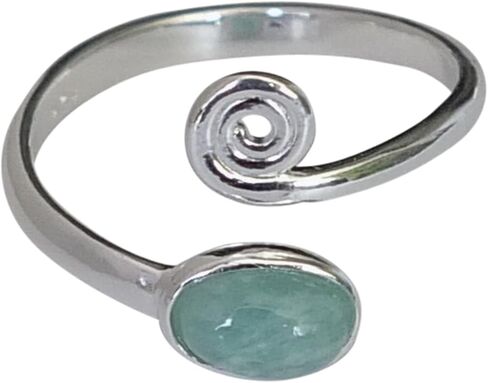 925 Sterling Silver Amazonite Stone Toe Ring/Knuckle Ring - Small Adjustabl Dainty Open Ring | Handmade by MiYa Jewelry Creations (Amazonite) in Saudi Arabia