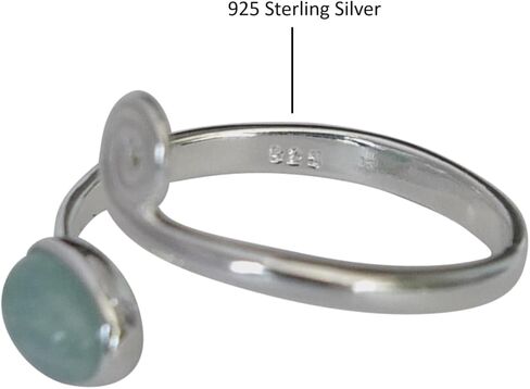 925 Sterling Silver Amazonite Stone Toe Ring/Knuckle Ring - Small Adjustabl Dainty Open Ring | Handmade by MiYa Jewelry Creations (Amazonite) in Saudi Arabia
