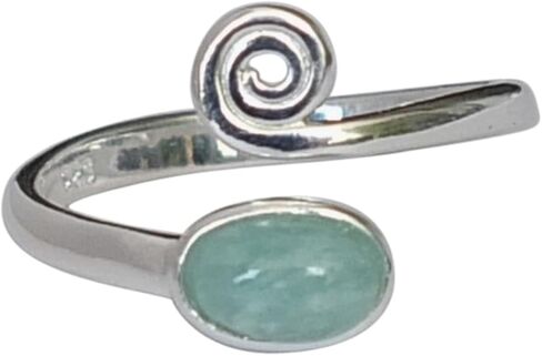 925 Sterling Silver Amazonite Stone Toe Ring/Knuckle Ring - Small Adjustabl Dainty Open Ring | Handmade by MiYa Jewelry Creations (Amazonite) in Saudi Arabia