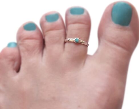 925 Sterling Silver Amazonite Stone Toe Ring/Knuckle Ring - Small Adjustabl Dainty Open Ring | Handmade by MiYa Jewelry Creations (Amazonite) in Saudi Arabia