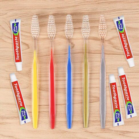 Disposable Toothbrushes with Toothpaste Individually Wrapped Bulk,Hair Brushes in Bulk for Homeless,Travel Hotel Shelter Charity Nursing (100) in Kuwait