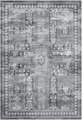 Washable Runner Rug, 2'x8' Non-Slip Vintage Hallway Rug Runner with Rubber Backing, Stain Resistant & Low Pile Faux Wool Distressed Carpet for Bedroom Kitchen Laundry Entrance Grey in Saudi Arabia