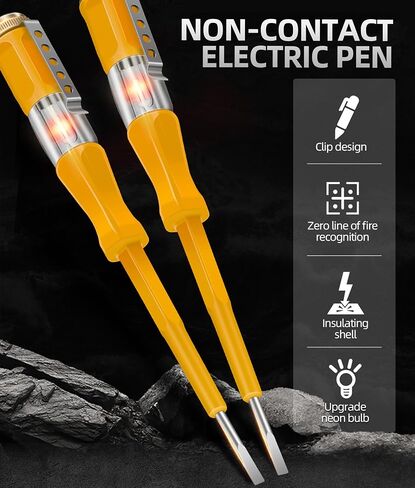 Voltage Tester with Screwdriver Electrical Tester Tool Non Contact Voltage Tester Pen with Range AC 70V-250V,Live/Zero Wire Electric Tester,Pocket-Sized Voltage Detector,Breakpoint Finder in Saudi Arabia