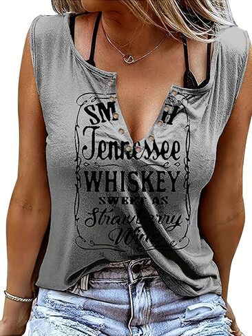 Women's Smooth As Tennessee Whiskey Sweet As Strawberry Wine T Shirt V Neck Ring Hole Short Sleeve Country Music Tee Top in Saudi Arabia