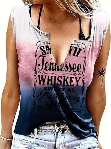 Women's Smooth As Tennessee Whiskey Sweet As Strawberry Wine T Shirt V Neck Ring Hole Short Sleeve Country Music Tee Top in Saudi Arabia