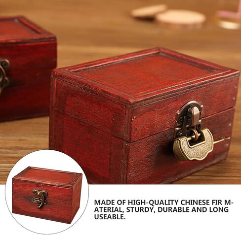 PRETYZOOM 1pc Box Vintage Storage Box Treasure Chest Mini Decor Jewelry Organizer Clear Wooden Treasure Chest Keepsake Wooden Jewelry Holder Pirate Chinese Fir Souvenir Baby in Saudi Arabia