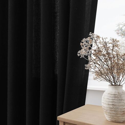 ستائر كتان شبه شفافة من Naturoom مقاس 90 بوصة مكونة من لوحتين مجموعة من شريط الظهر وجيب الضوء وتصفية موردن المزرعة وستائر النوافذ لغرفة النوم وغرفة المعيشة 40 × 90 طبيعي in Kuwait