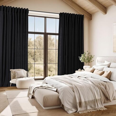 ستائر كتان شبه شفافة من Naturoom مقاس 90 بوصة مكونة من لوحتين مجموعة من شريط الظهر وجيب الضوء وتصفية موردن المزرعة وستائر النوافذ لغرفة النوم وغرفة المعيشة 40 × 90 طبيعي in Kuwait