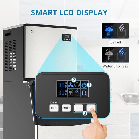 آلة صنع الثلج التجارية Zstar 400 رطل/24 ساعة، آلة صنع الثلج الكبيرة مع تخزين ثلج 300 رطل، التنظيف الذاتي، آلة صنع الثلج الصناعية، صانع الثلج القائم بذاته من الفولاذ المقاوم للصدأ للمطاعم التجارية in Kuwait