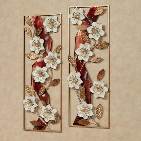 Evander Metal Openwork Floral Wall Art Russet Set of Two | Hanging Decor for Bedroom, Living Room in Saudi Arabia