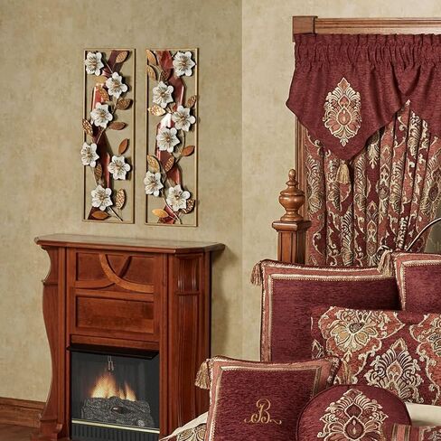 Evander Metal Openwork Floral Wall Art Russet Set of Two | Hanging Decor for Bedroom, Living Room in Saudi Arabia