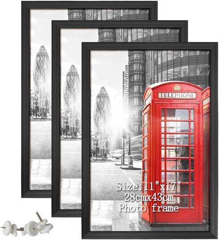 Calenzana 11x17 Picture Frames Set of 3, Wall Gallery Photo Frame for 11 x 17 Poster, Black in Saudi Arabia