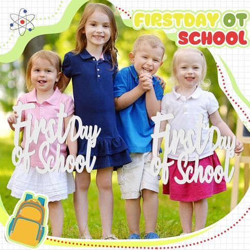 RattanView 2 جهاز كمبيوتر شخصى أول يوم آخر للمدرسة، علامة العودة إلى المدرسة، كشك الصور، دعامات خشبية قابلة لإعادة الاستخدام في اليوم الأول من لوحة المدرسة للأطفال، لوازم دعائم الصور الخاصة بحفلات ما قبل المدرسة in Kuwait