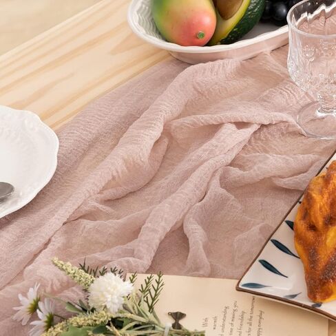 مفرش طاولة من Socomi Cheesecloth بطول 10 أقدام من قماش الجبن Boho Rustic مقاس 35 × 120 بوصة من قماش الشاش لحفلات الزفاف وحفلات استقبال المولود الجديد، قطعة واحدة in Kuwait